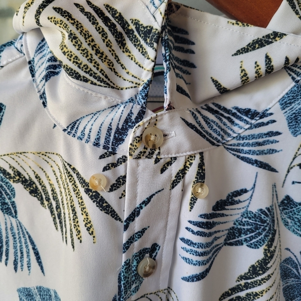 Seapointe Men's Soft Tropical Hawaiian Pocket Button Down Shirts Large Collared - Picture 10 of 11